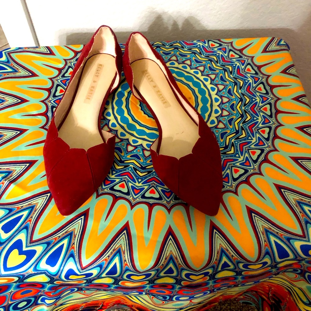 Dark red suede flats